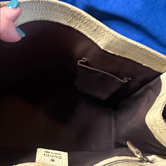 Auth Gucci GG Canvas x Leather Beige x Ivory 124260 214397 Tote Bag NS100248 - Picture 10 of 11